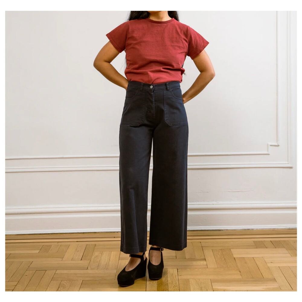 LOUP SIMONE WIDE CROP PANTS - BLACK, SMALL